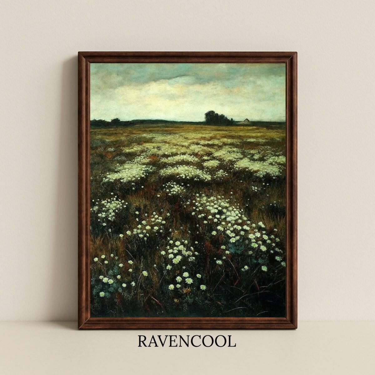 Enchanting Meadow Whisper Floral painting of a wildflower field, rustic countryside digital wall art.