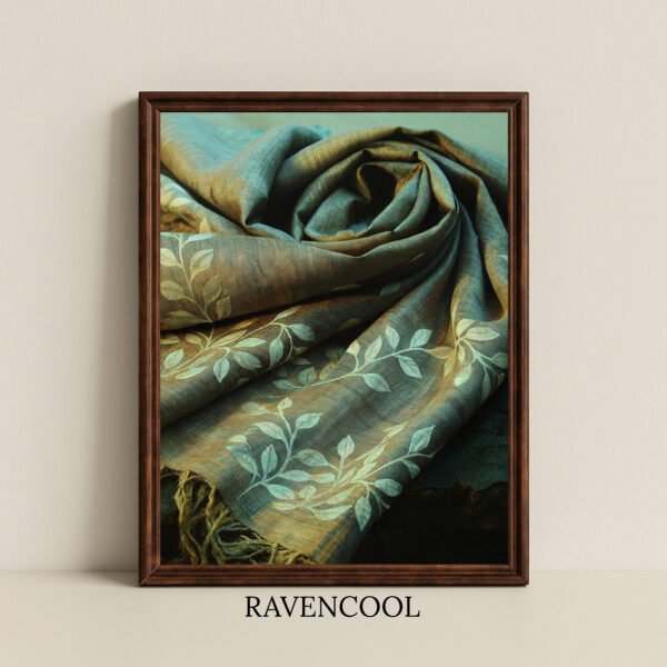 Charming Rustic Elegance Canvas featuring a folded fabric with delicate leaf patterns in earthy tones.